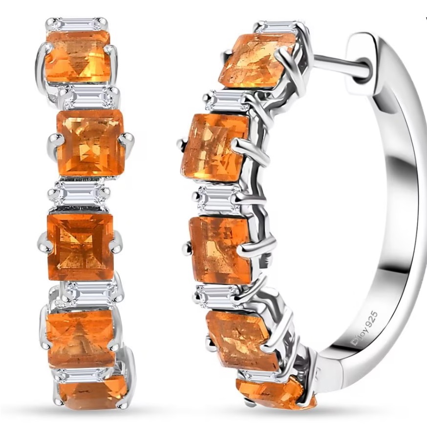 Fire Opal Earrings In Sterling Silver 2.80 Carats